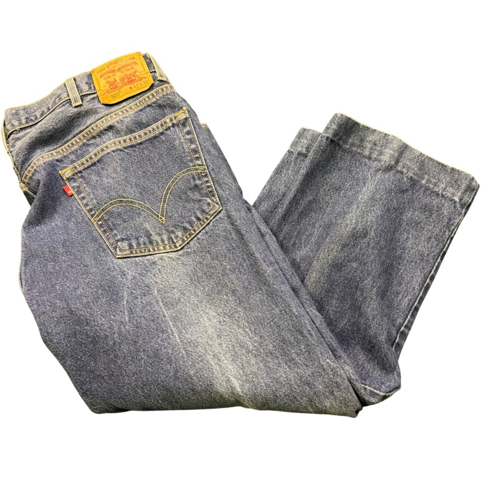 Levis 505 Regular Fit Mens Jeans Blue Denim Straight Leg 100% Cotton 42x30